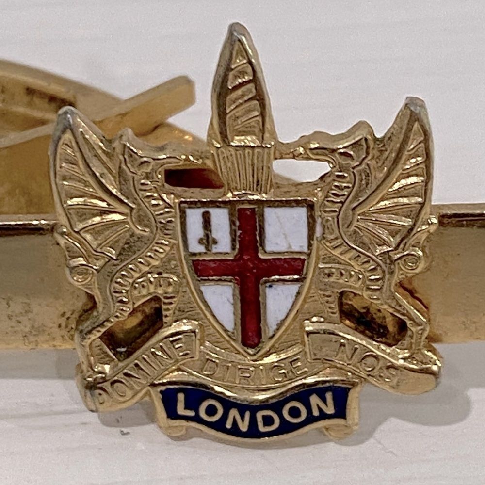 Vintage London England Crest Tie Clip In Gold Tone